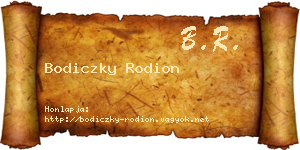 Bodiczky Rodion névjegykártya